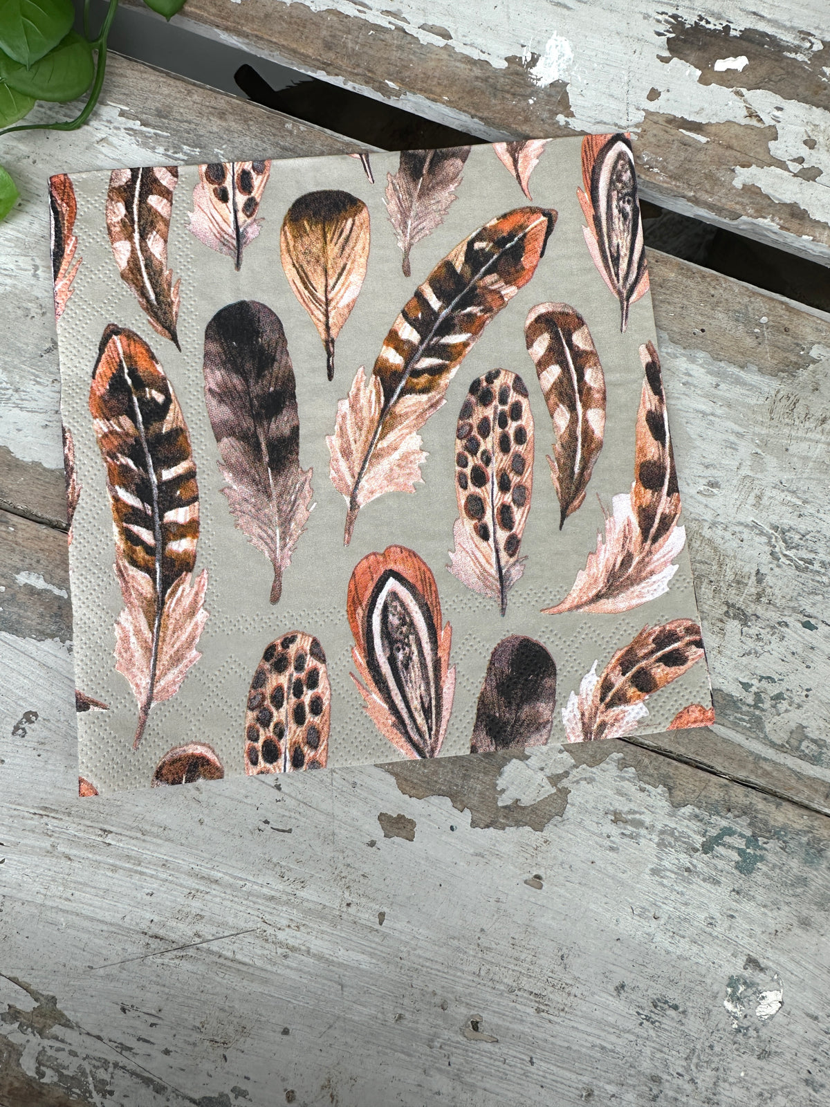 Boho Feathers umber Napkin for Decoupage