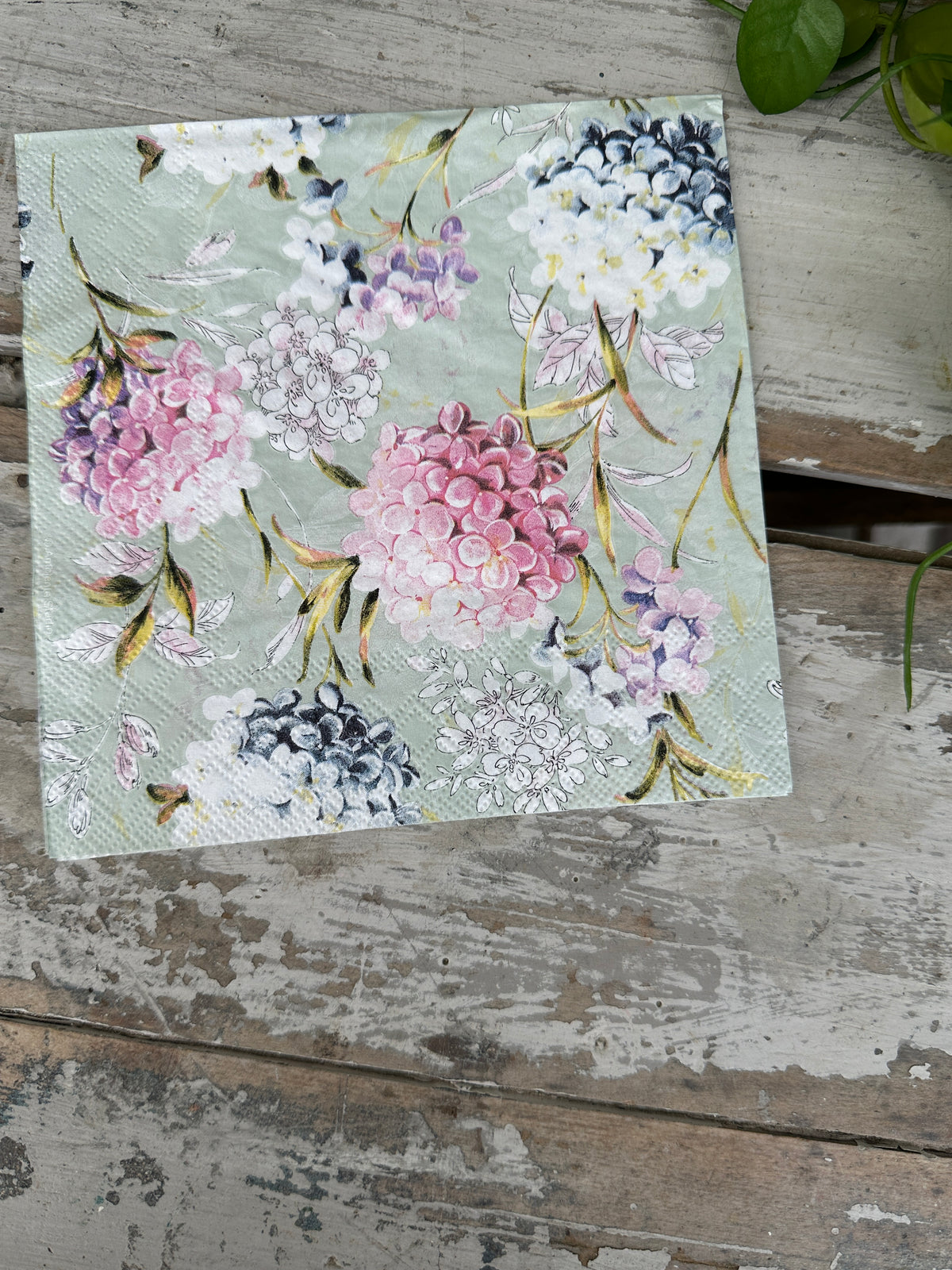 Mint Hydrangea Napkin for Decoupage