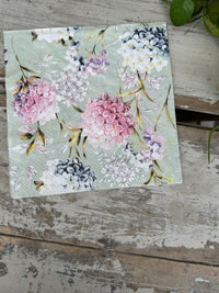 Mint Hydrangea Napkin for Decoupage