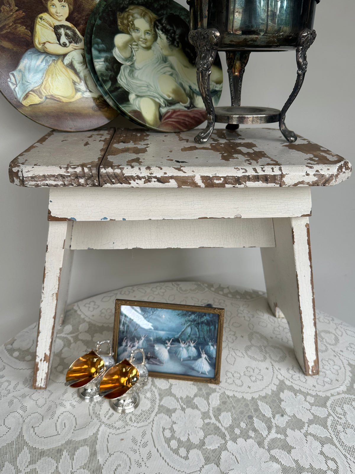 Aged Stool with original chippy patina