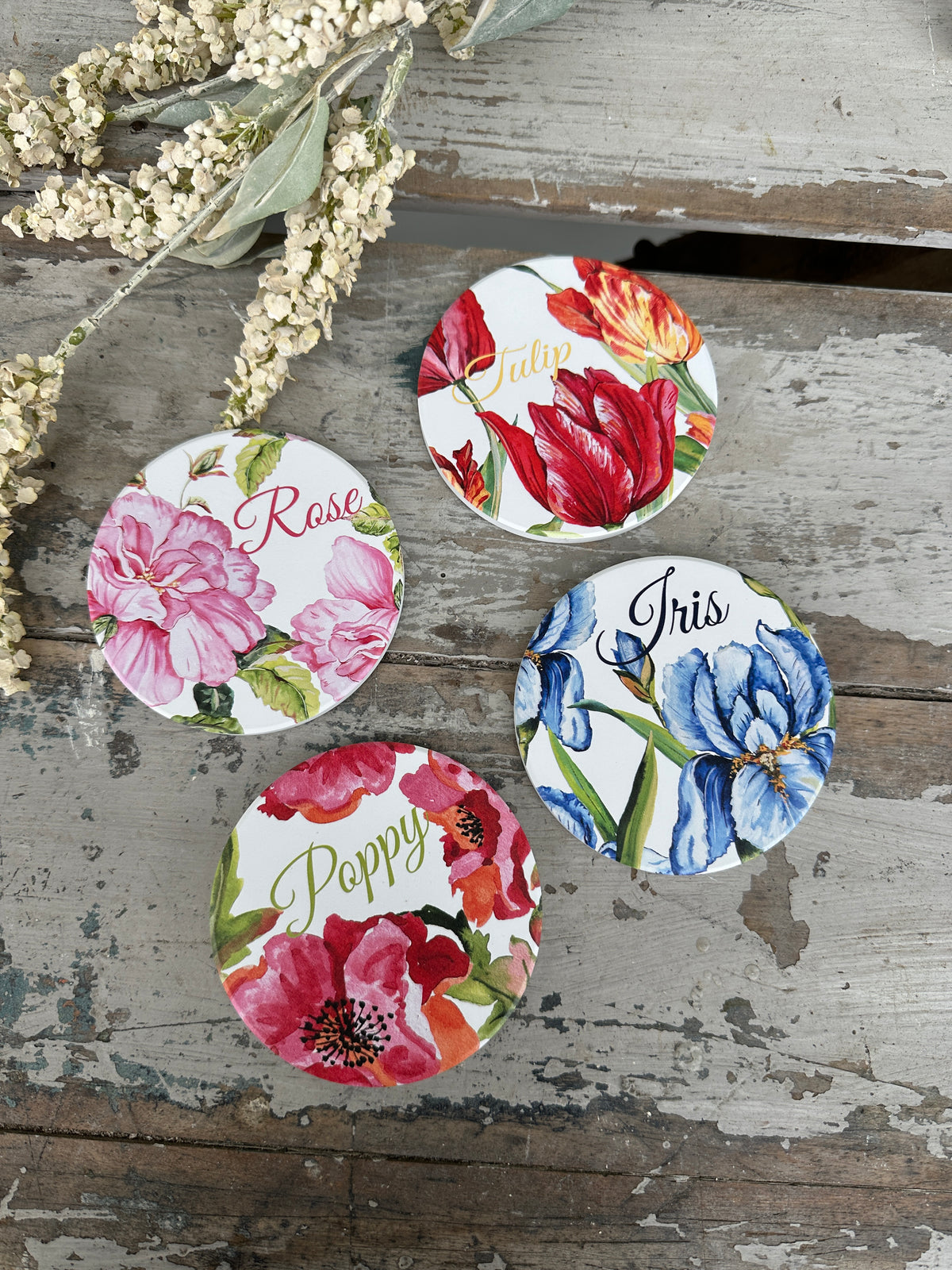 Coaster set Flowers set of 4