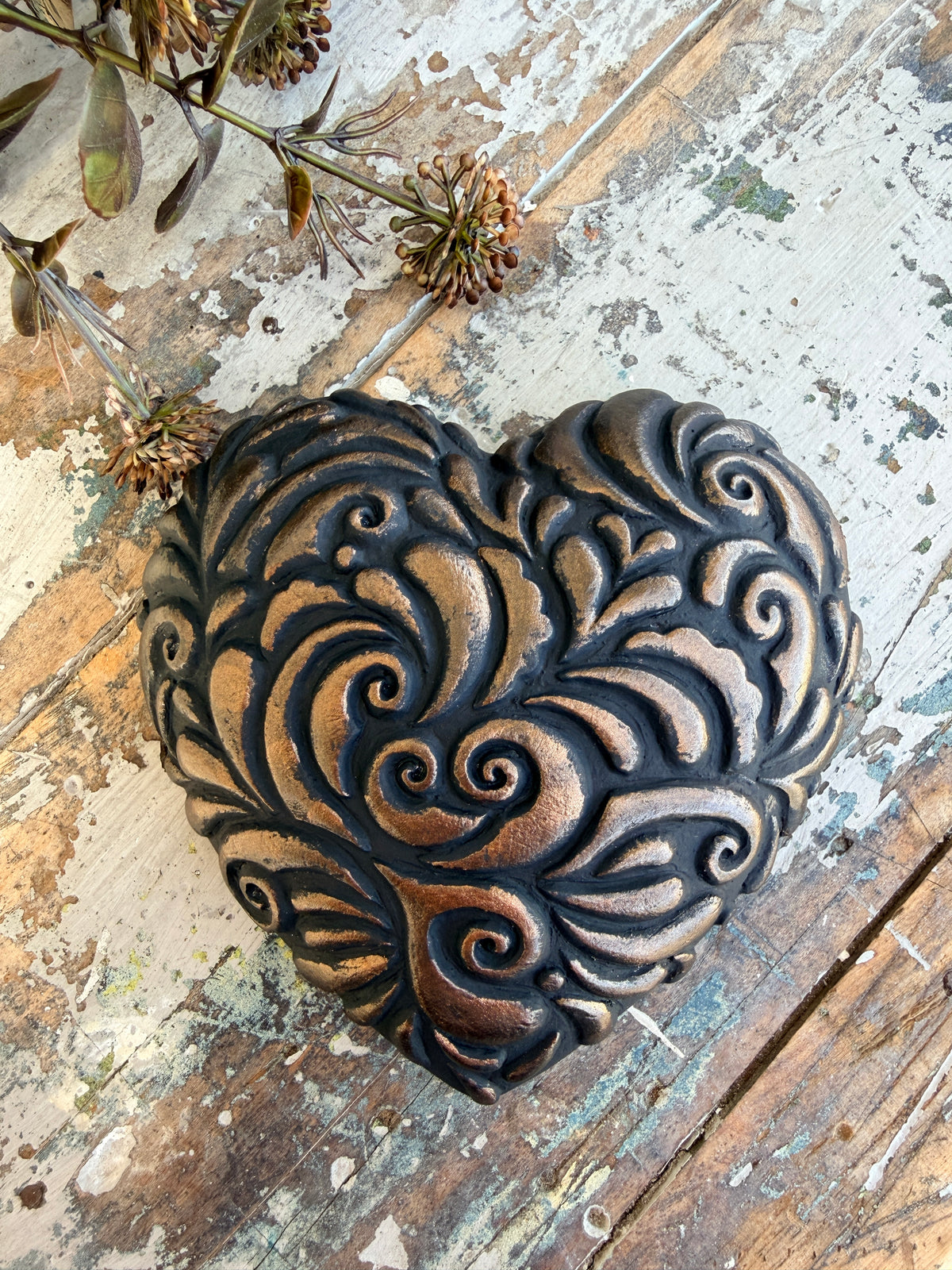 Wall heart Burnished Bronze Filigree