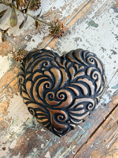 Wall heart Burnished Bronze Filigree