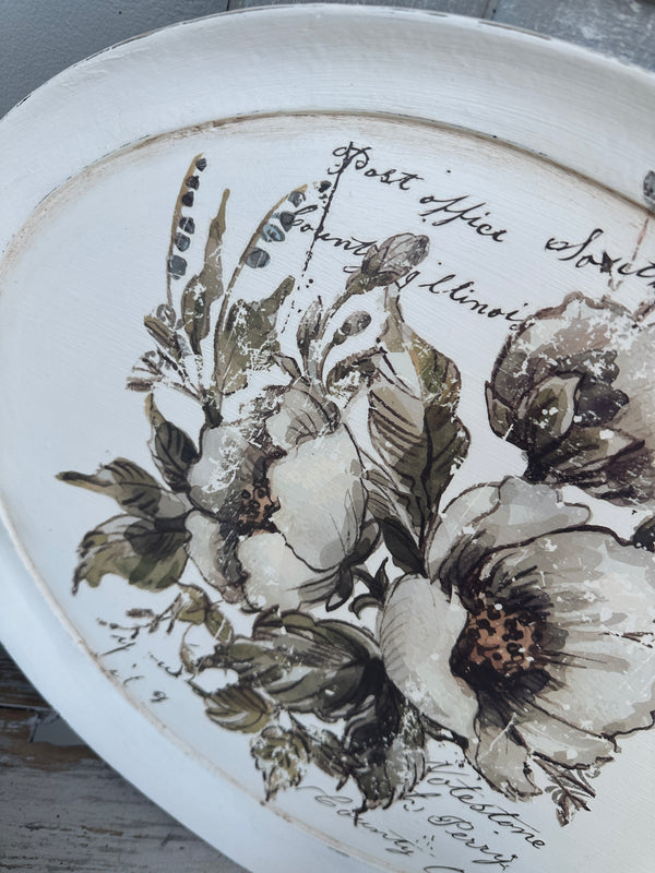 Shabby Chic White Oval Tray
