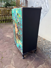 Lila II Botanical Black Noir Decoupage Tallboy 