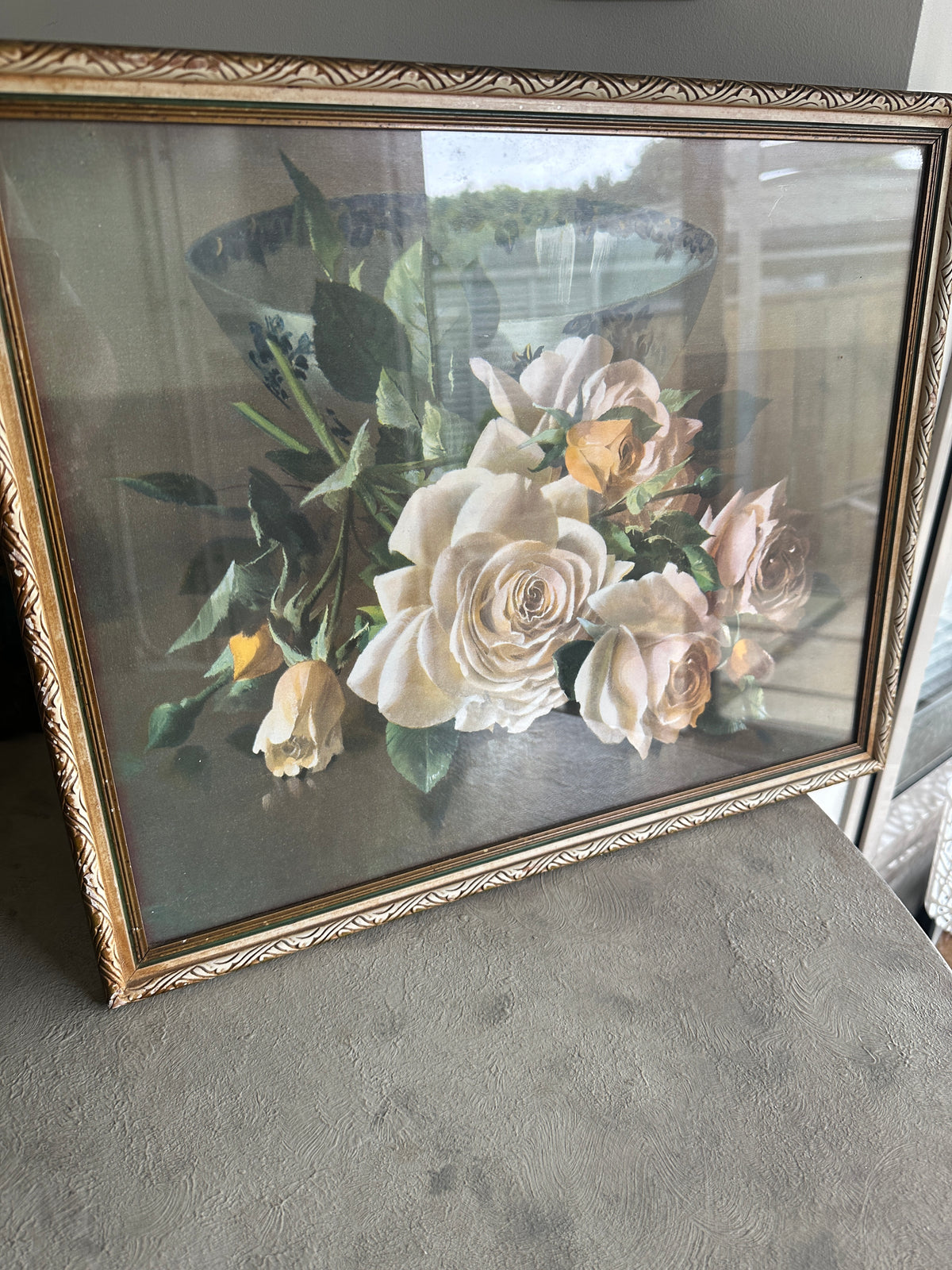 Vintage Floral picture with glass COLLECT ONLY
