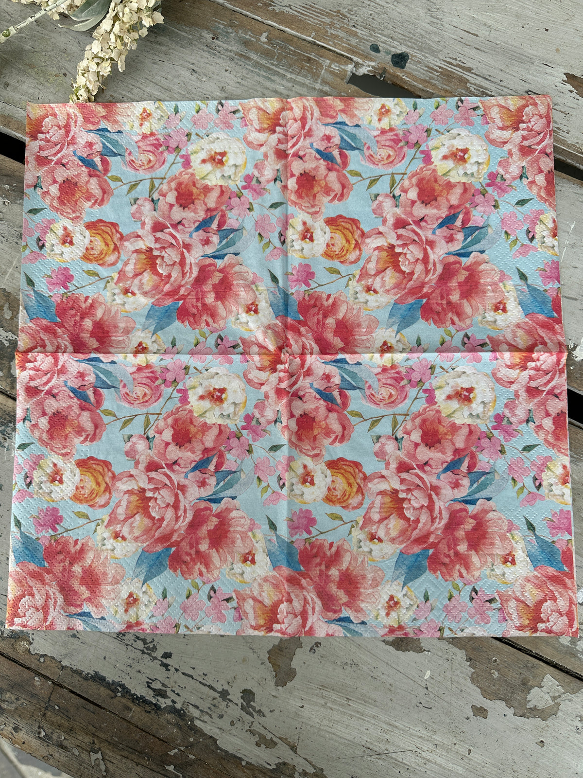 Rose Gloria on blue Napkin for Decoupage
