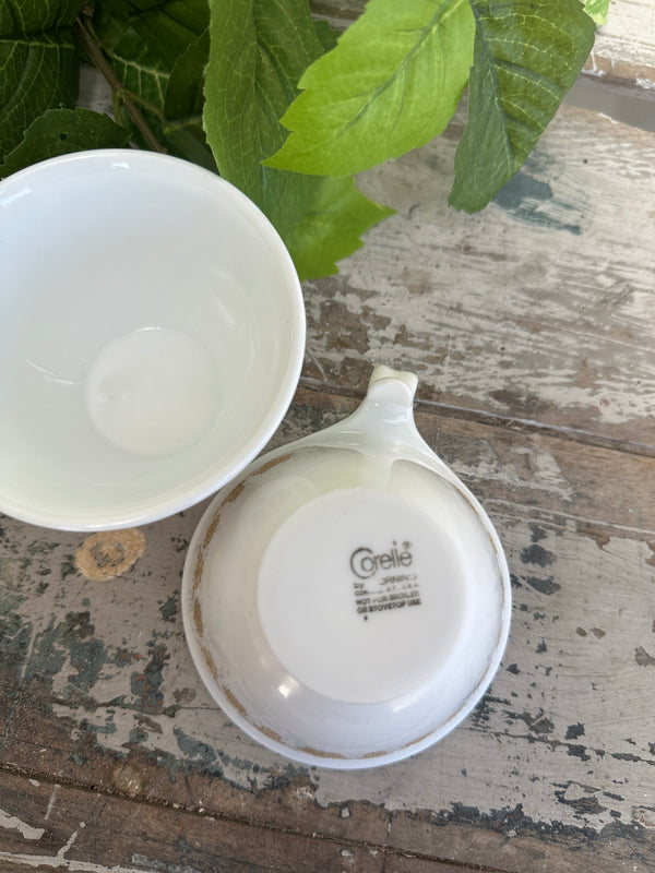 Corelle Ware mustard stripe cups x 2