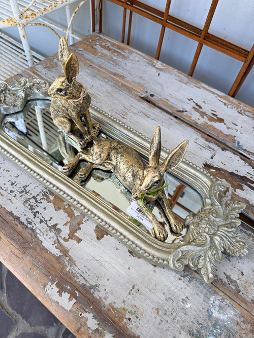 Silver tone Filigree Mirror / tray