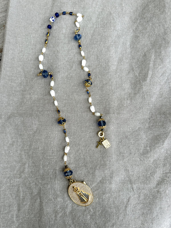 Decor prayer beads Blue & White long