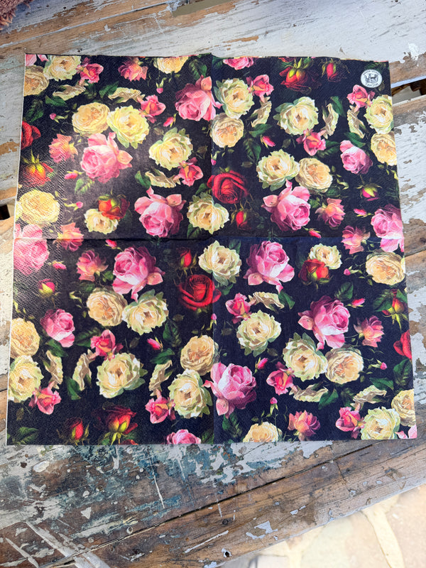 Black Roses Napkin for Decoupage