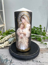 L' innocence Baby and Lamb Candle Tall