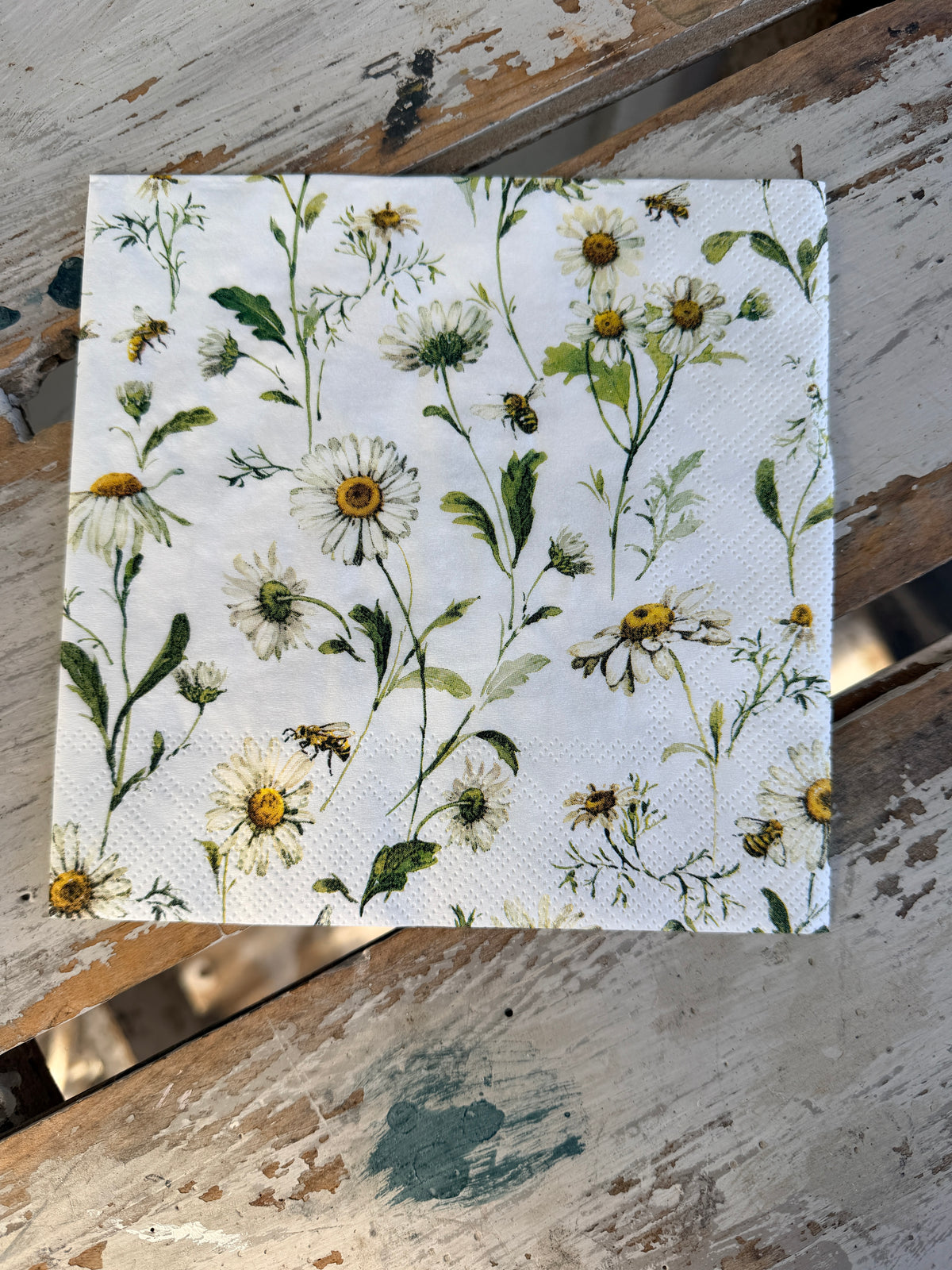 Daisies White Napkin for Decoupage