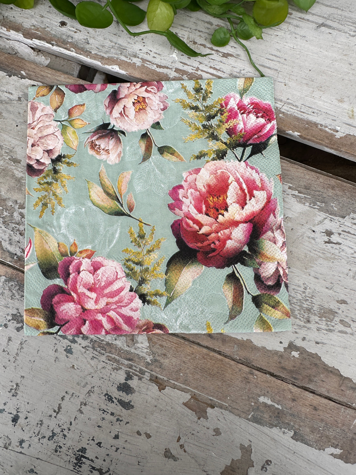 Peonies composition Green Napkin for Decoupage