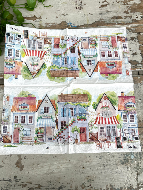 Village Cottages Napkin for Decoupage