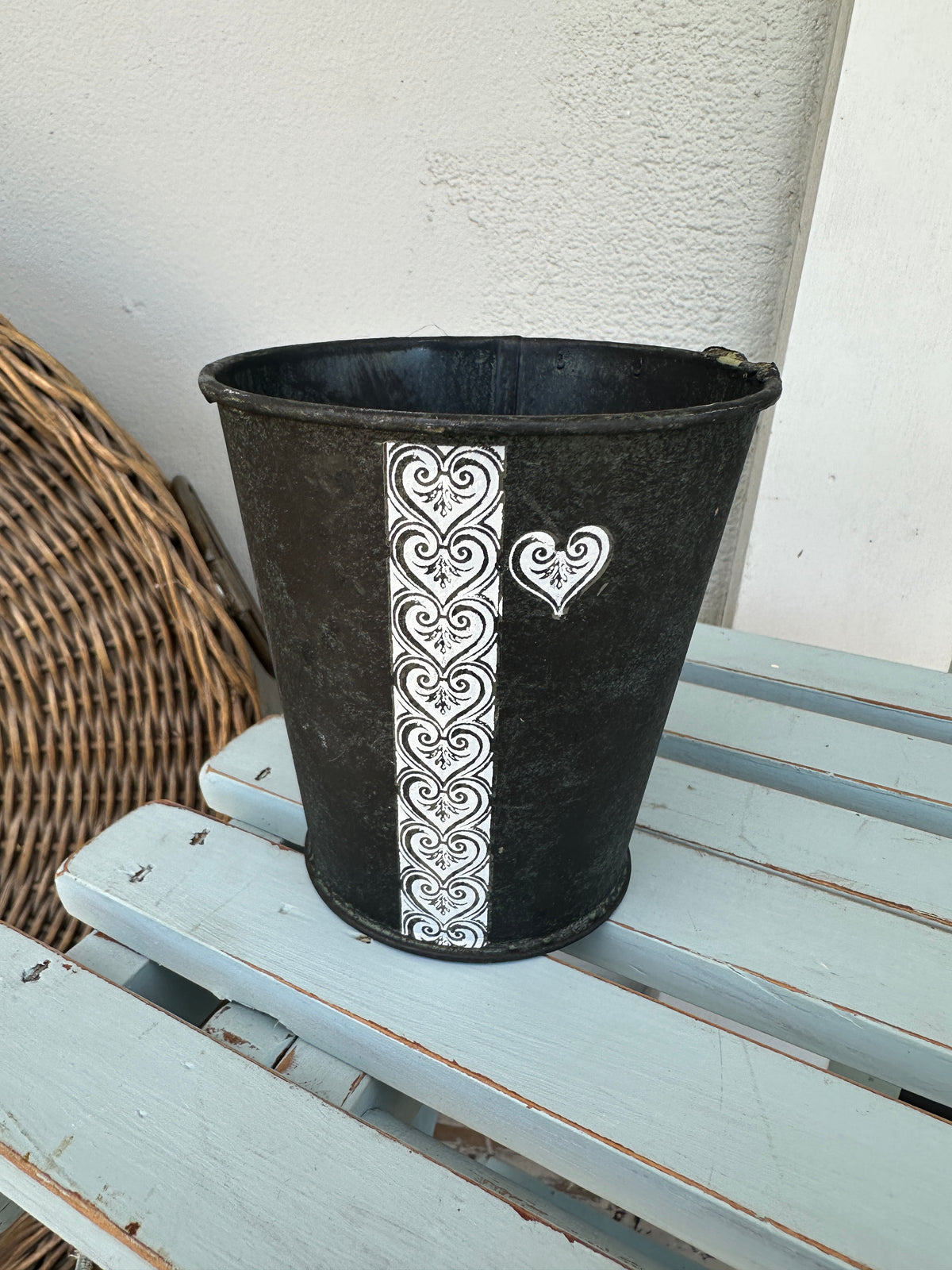 Tin pot with hearts