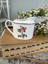 Ceramic Floral Jug w gold rim