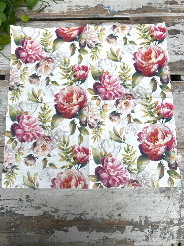 Peonies composition Cream Napkin for Decoupage