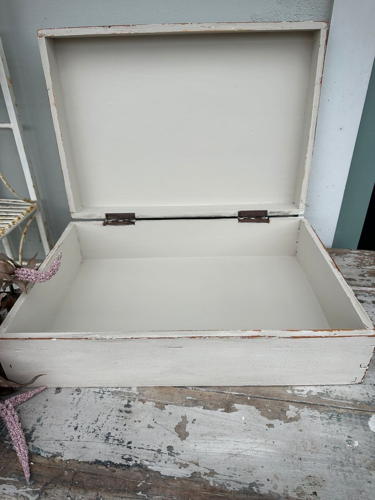 Angelic large Box chippy milk painted COLLECT OR GET COURIER QUOTE