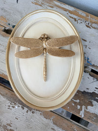 Golden Dragonfly Ecru Wall Art