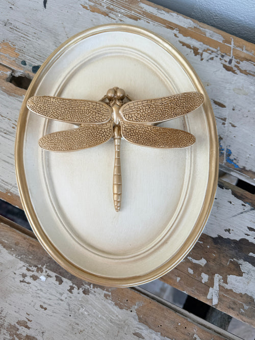 Golden Dragonfly Ecru Wall Art