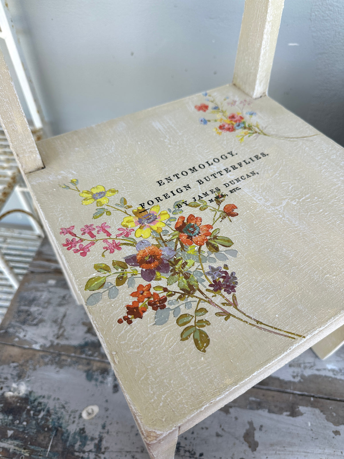 Small Cream chair with transfers for decor