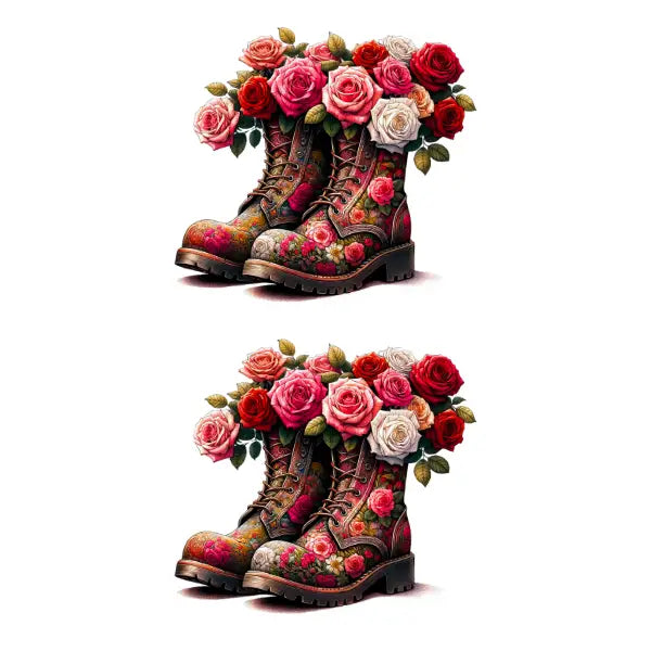 Flower Boots White Cloud Transfer