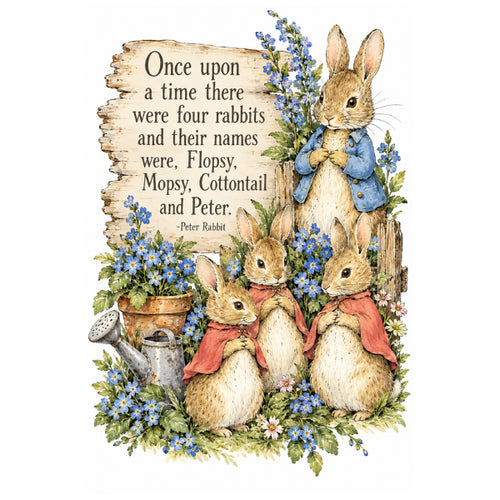 Four Peter Rabbits White Cloud Transfer
