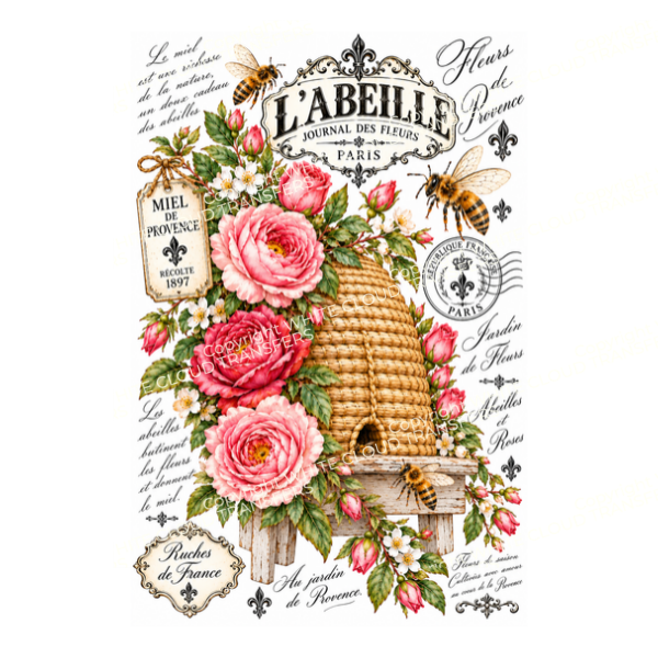 French Royalty Beehive White Cloud Transfer