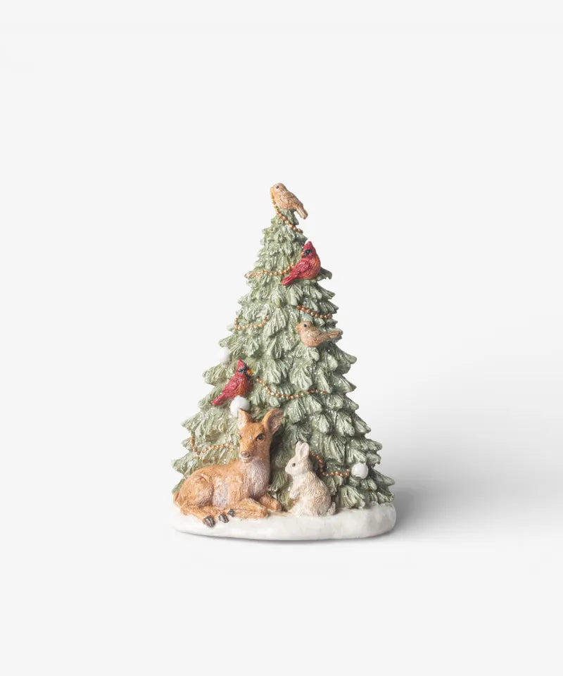Christmas Tree Classic Green w Deer and Birds