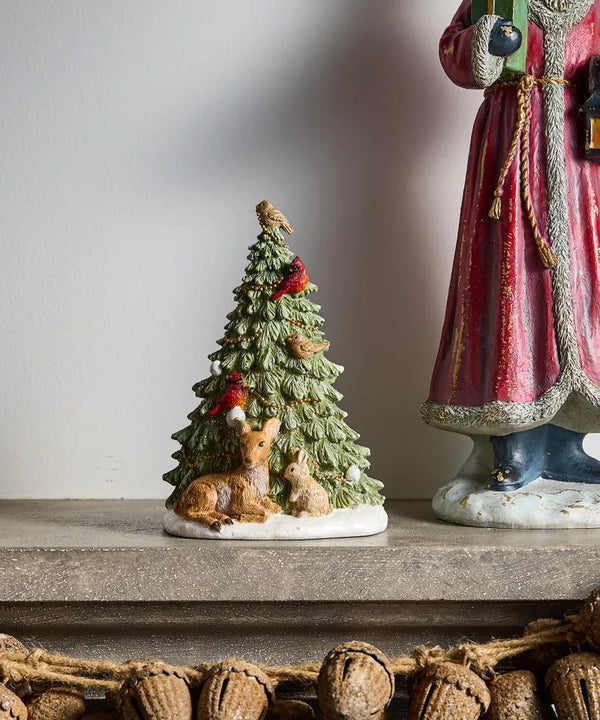 Christmas Tree Classic Green w Deer and Birds