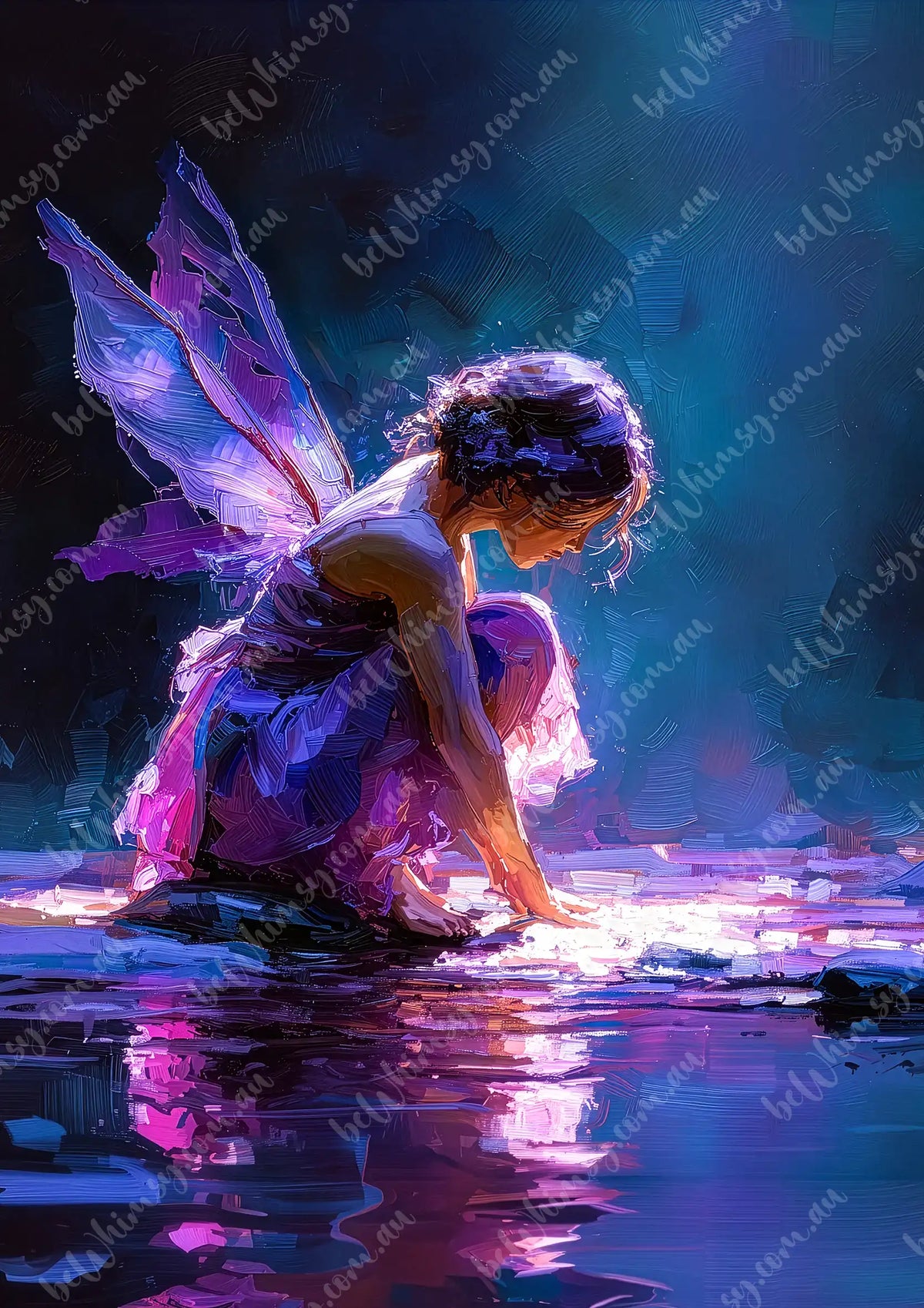 Fairy in a fantasy setting with water and mystical atmosphere feya decoupage paper