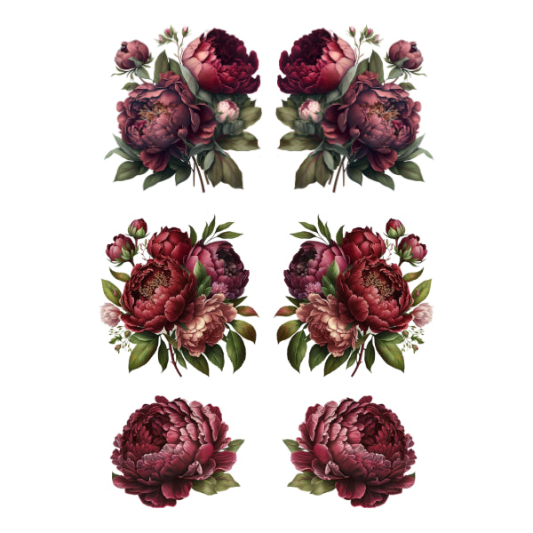 Flower Set Burgundy White Cloud Transfer