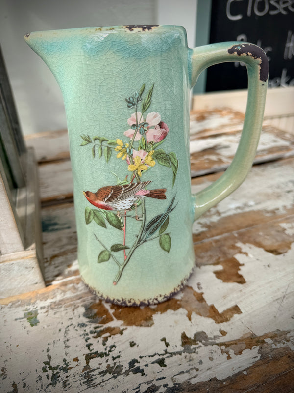 Norwood Jug Duckegg with Bird Florals