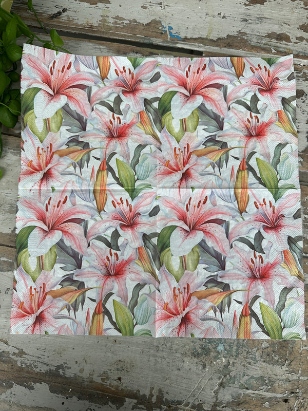 Baby pink lillies Napkin for Decoupage