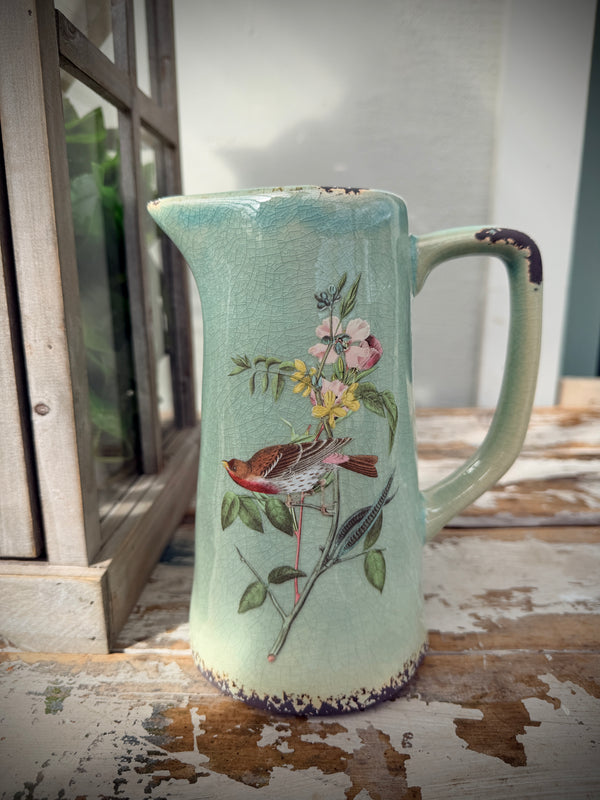 Norwood Jug Duckegg with Bird Florals