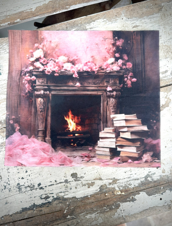 Pink Blossom Fireplace Paper for Decoupage