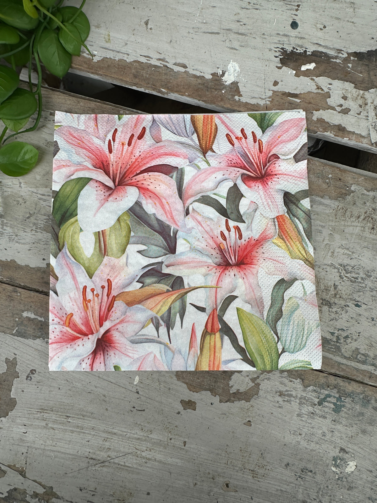 Baby pink lillies Napkin for Decoupage