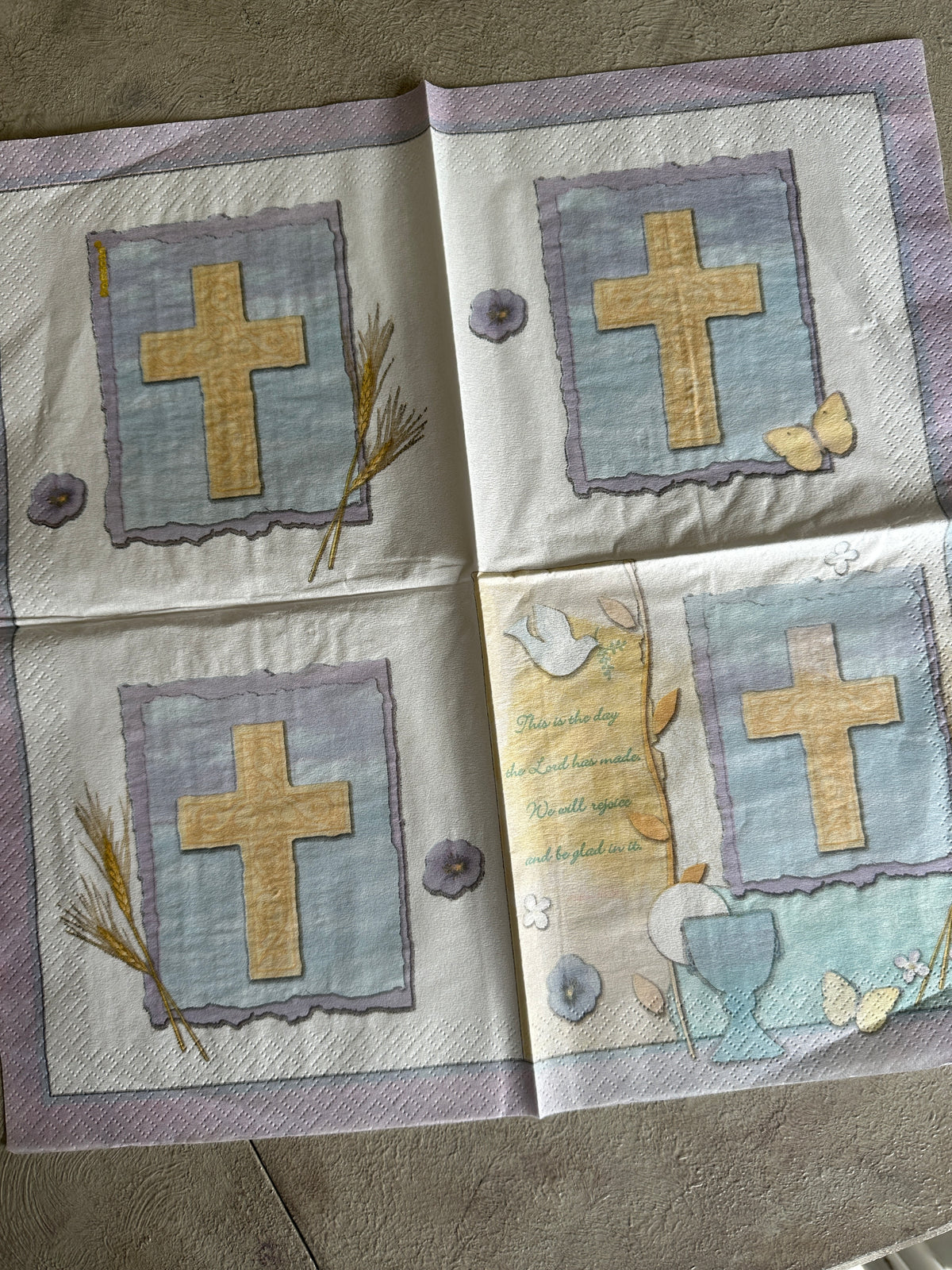 Cross & Communion Napkin for Decoupage