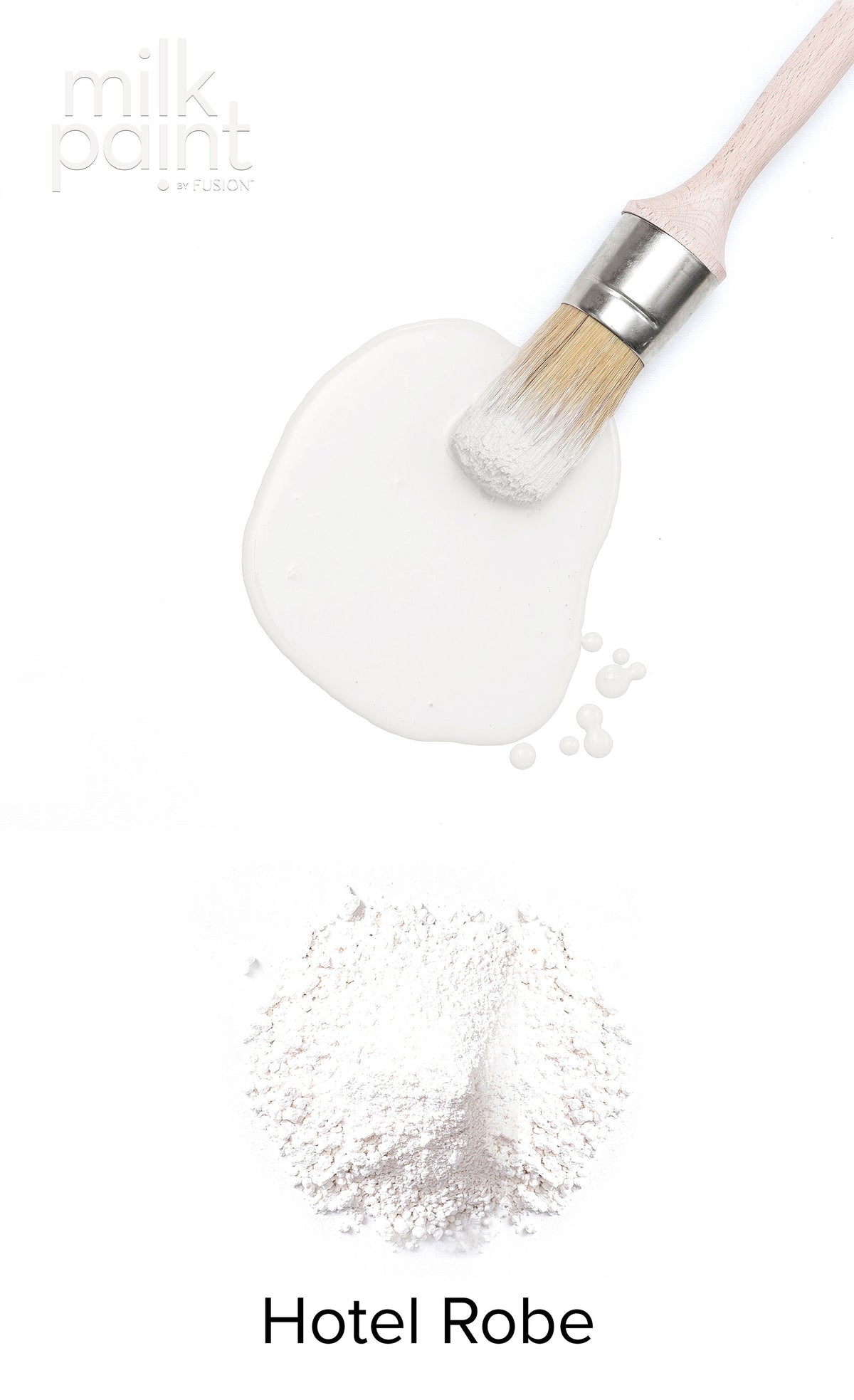 Milk paint with a brush on a white background, labeled 'Hotel Robe'. Hotel Robe Fusion Milk Paint