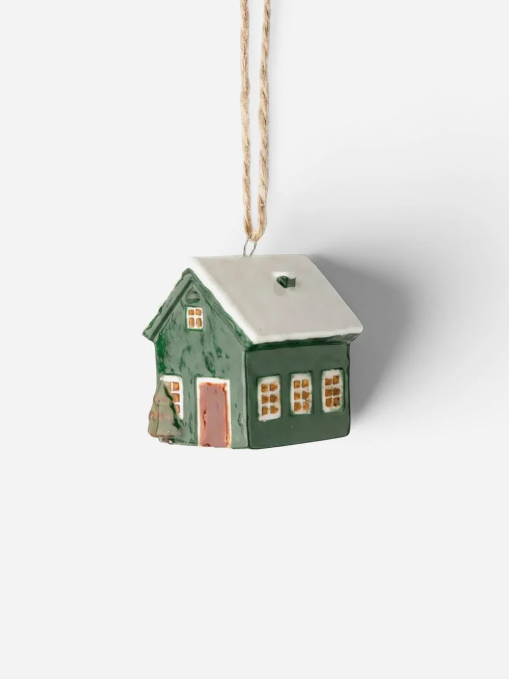 Hanging Mini ceramic village Green bungalow