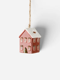 Hanging Mini ceramic village Red