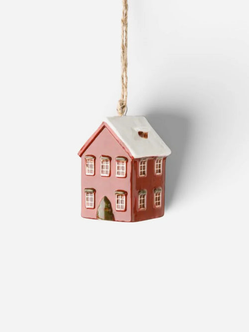 Hanging Mini ceramic village Red