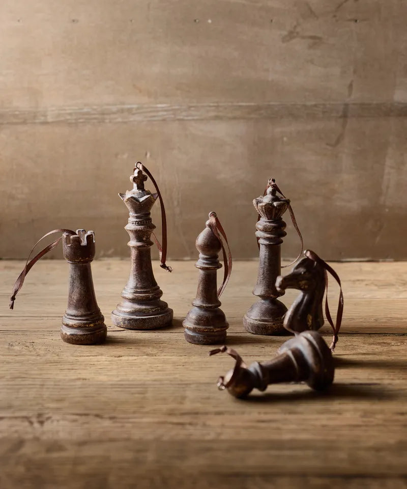 Hanging Chess Piece in Rustic Bronze for christmas tree