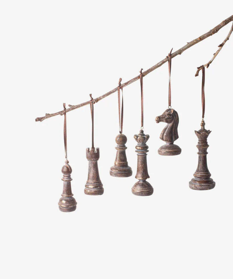 Hanging Chess Piece in Rustic Bronze for christmas tree