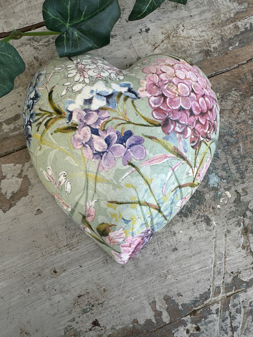 Mint Hydrangea Ceramic Heart