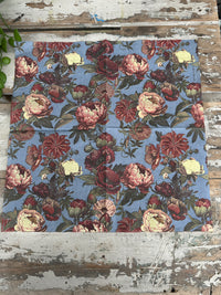 Blue & Burgundy floral Napkin for Decoupage