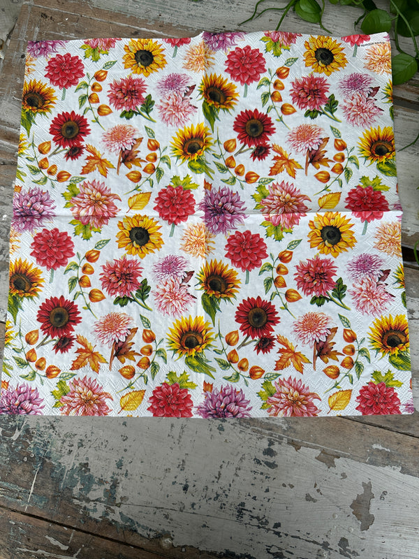 Autumn Blooming Napkin for Decoupage