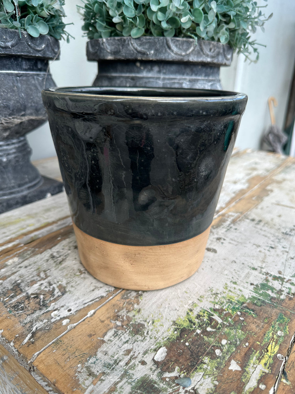 Ceramic Planter Black Gardeners pot Large