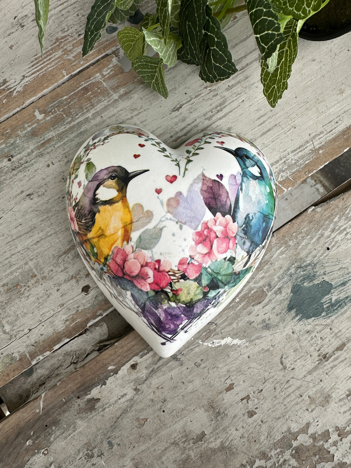 Love Birds Ceramic Heart